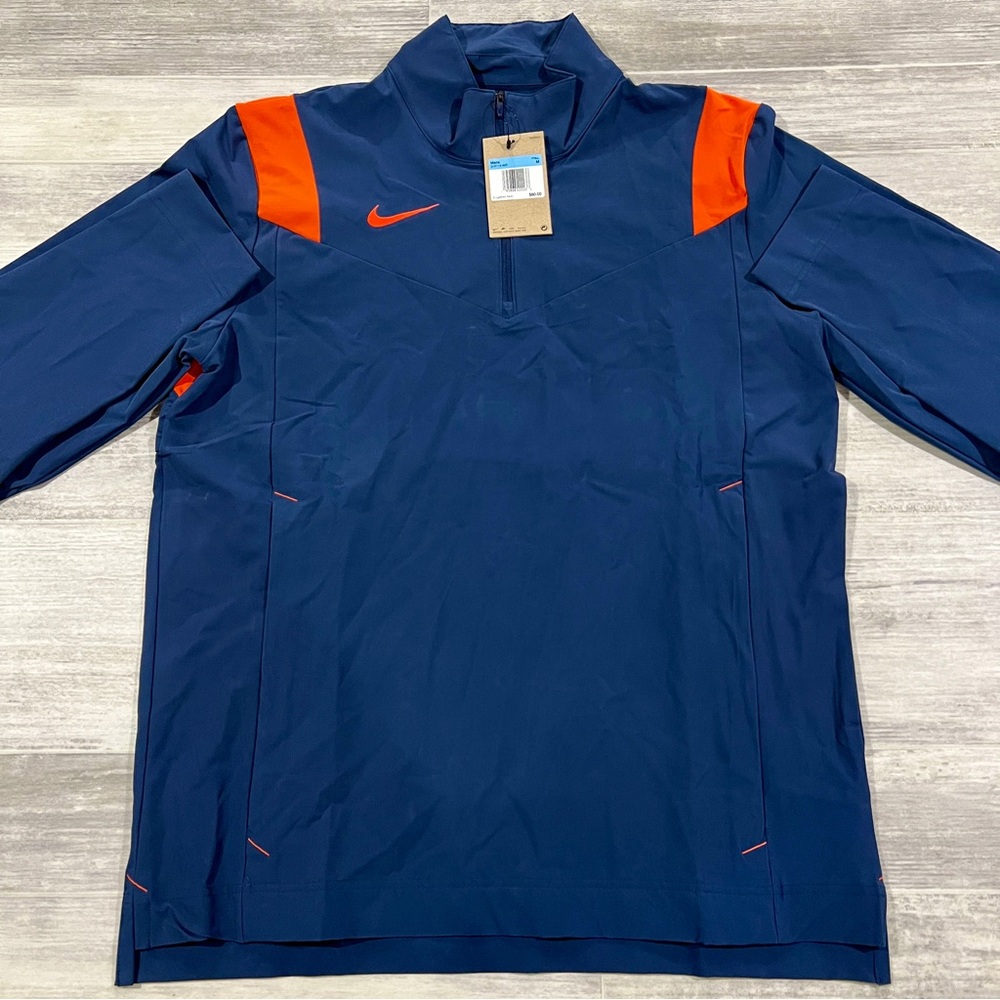 Nike Men's On Field Coaches 1/4 Zip Jacket DJ5115-420 Navy Orange MEDIUM NWT